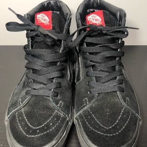 VANS High Top All Black Suede Sneaker Shoes Size 8